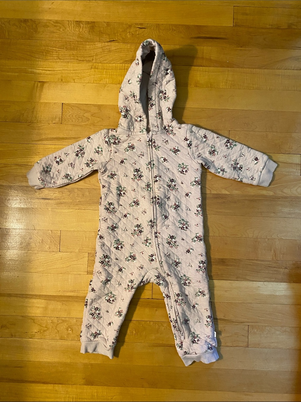 Little planet carters organic Quilted Hooded play suit pink floral 18 mo